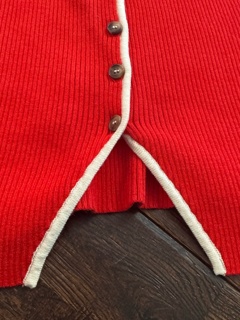 C'ISA Red Ribbed Tank Top with White Trim Size L - Picture 4 of 15